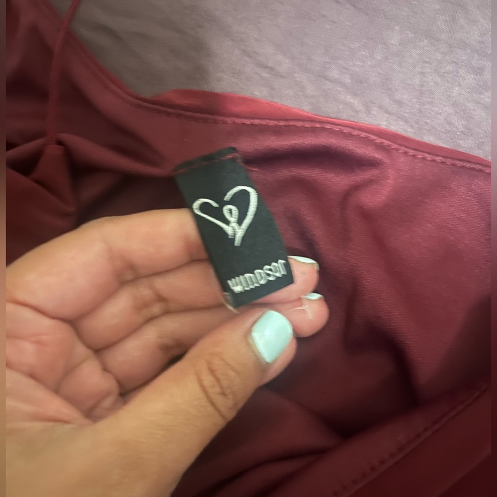 RED RUCHED MINI DRESS - Picture 2 of 3